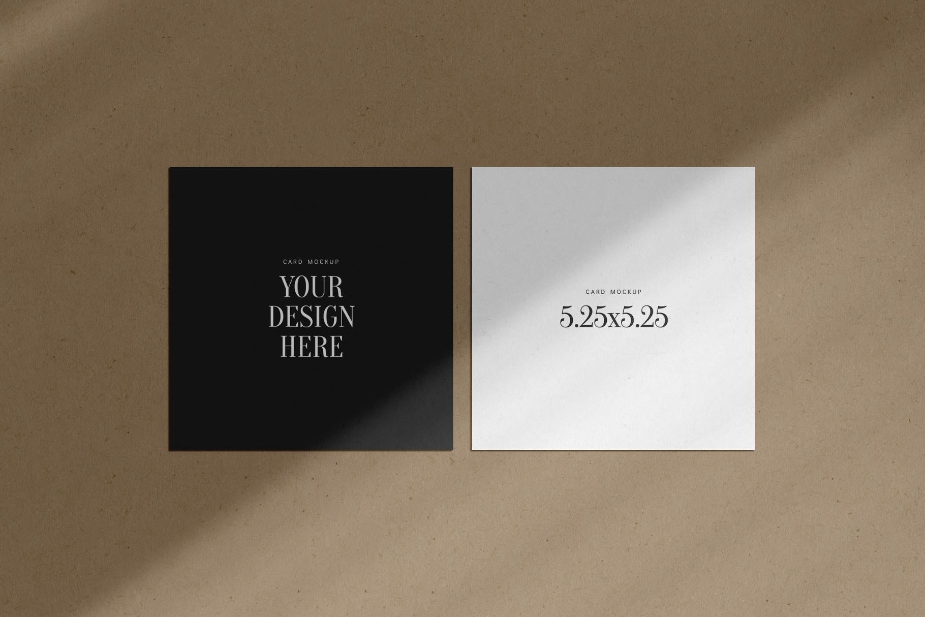 PAPER MOCKUP SET #4 | 5.25x5.25 Square Card Mockup | PSD Mockup