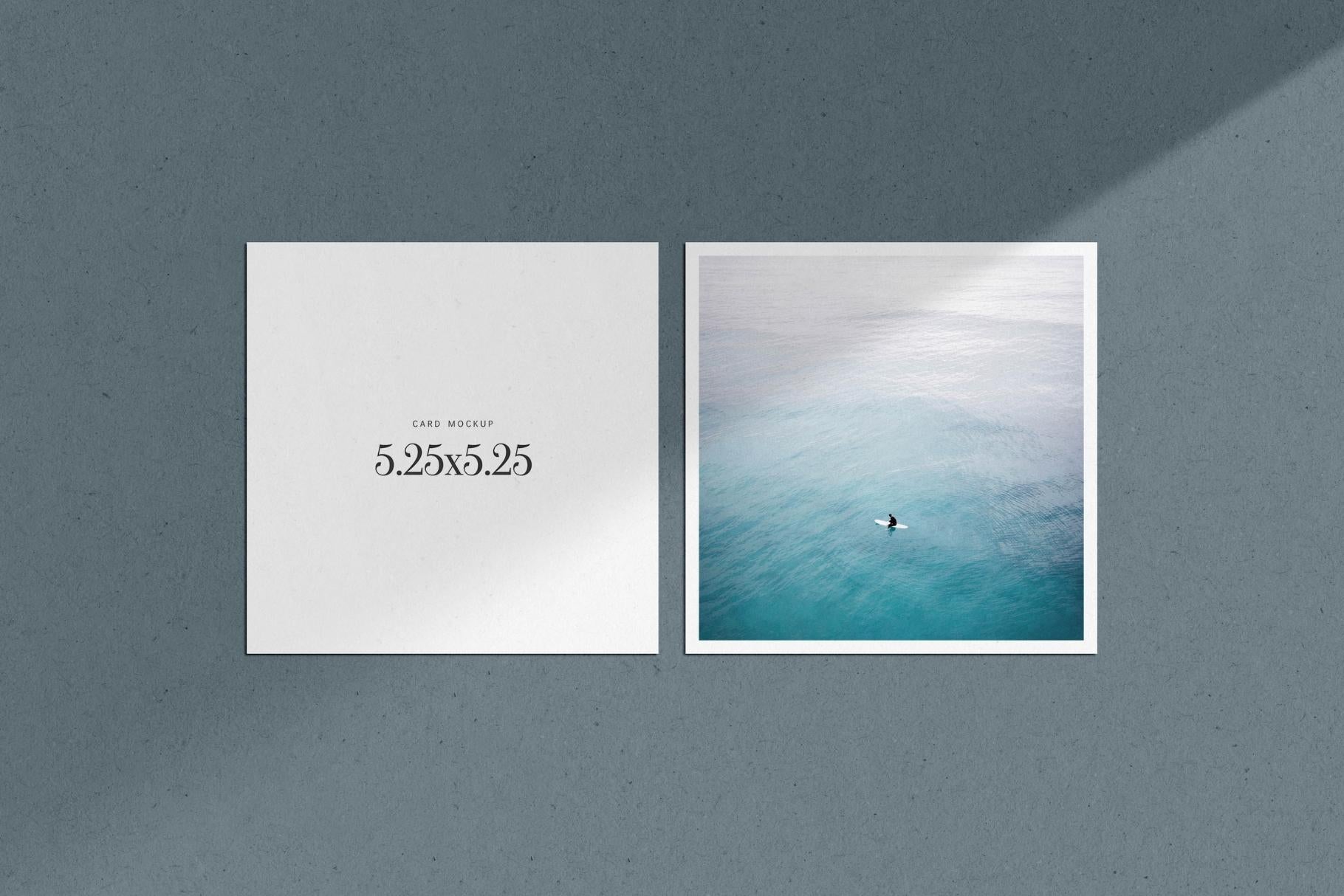 PAPER MOCKUP SET #4 | 5.25x5.25 Square Card Mockup | PSD Mockup