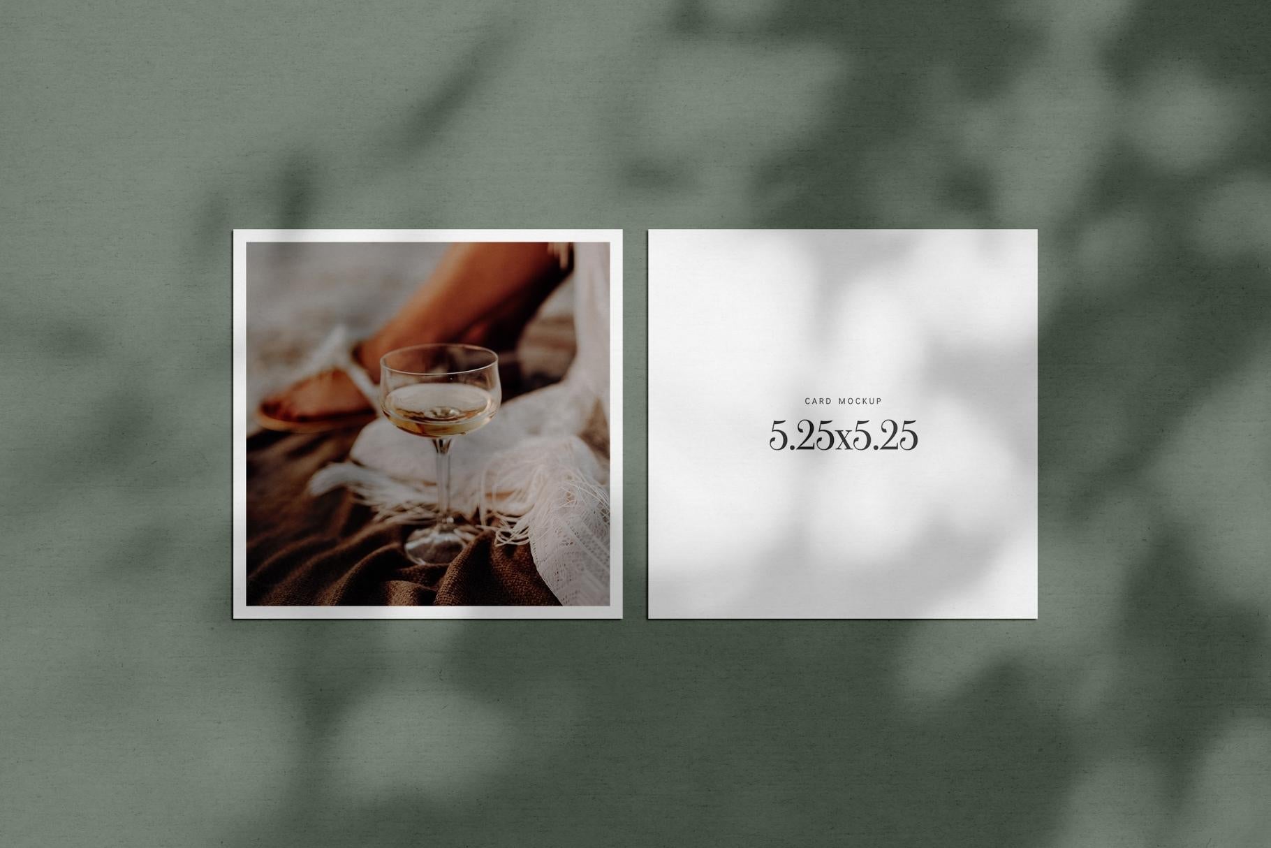 PAPER MOCKUP SET #4 | 5.25x5.25 Square Card Mockup | PSD Mockup