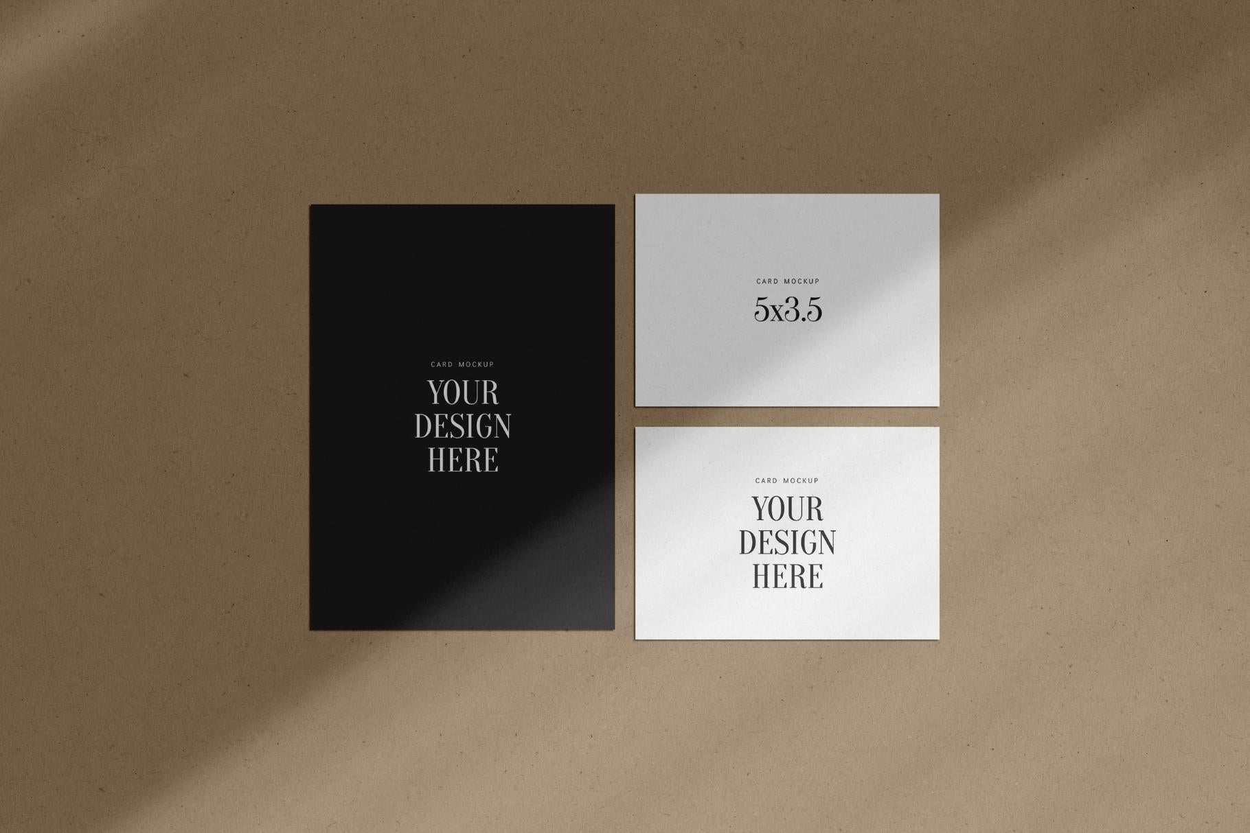 PAPER MOCKUP SET #6 | Card Mockup: 5x7, 5x3.5 | PSD Mockup