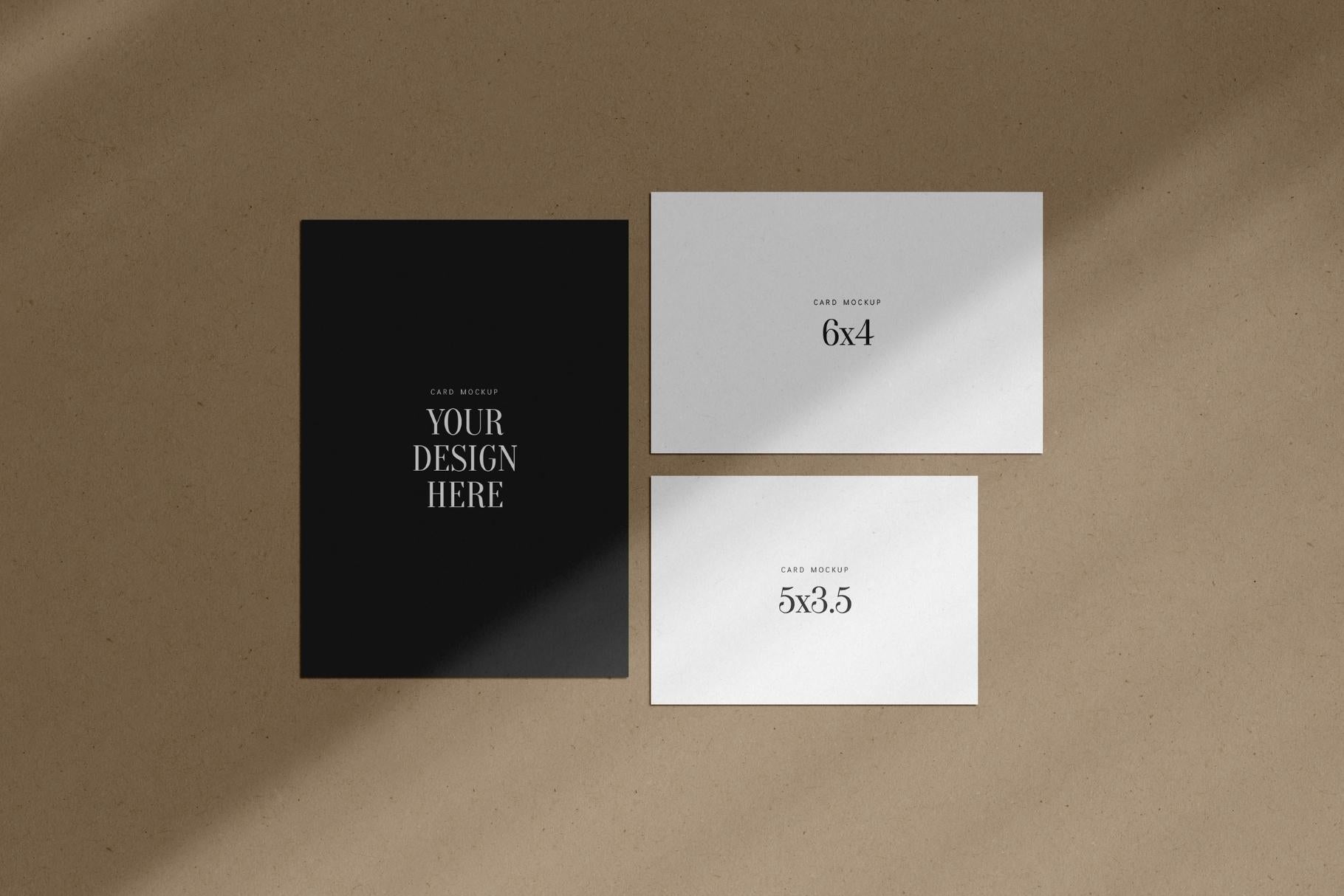 PAPER MOCKUP SET #7 | Card Mockup: 5x7, 6x4, 5x3.5 | PSD Mockup