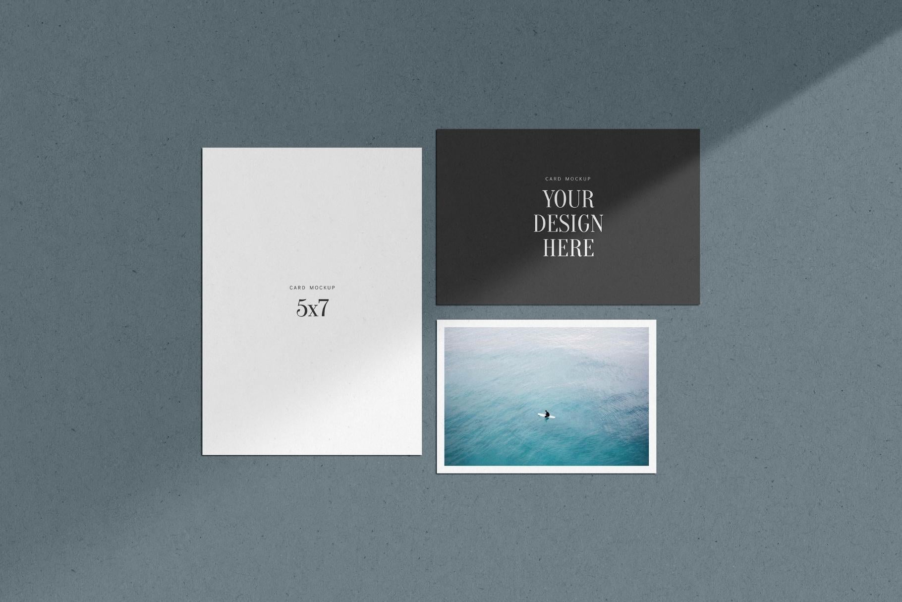 PAPER MOCKUP SET #7 | Card Mockup: 5x7, 6x4, 5x3.5 | PSD Mockup