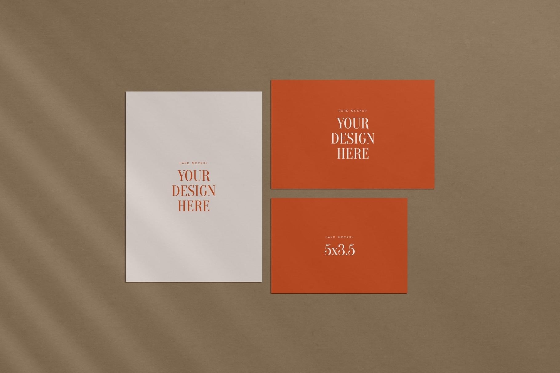 PAPER MOCKUP SET #7 | Card Mockup: 5x7, 6x4, 5x3.5 | PSD Mockup