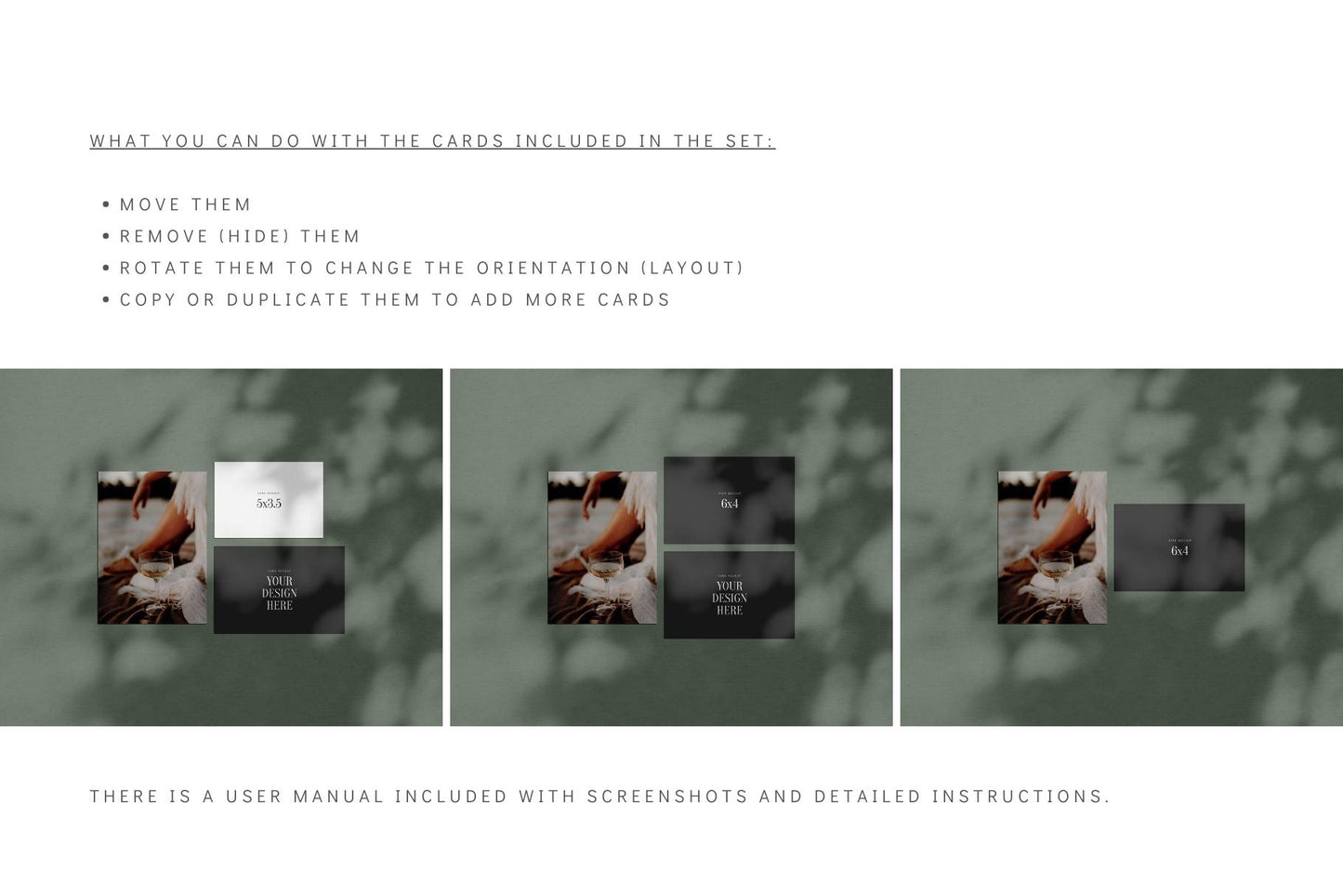 PAPER MOCKUP SET #7 | Card Mockup: 5x7, 6x4, 5x3.5 | PSD Mockup