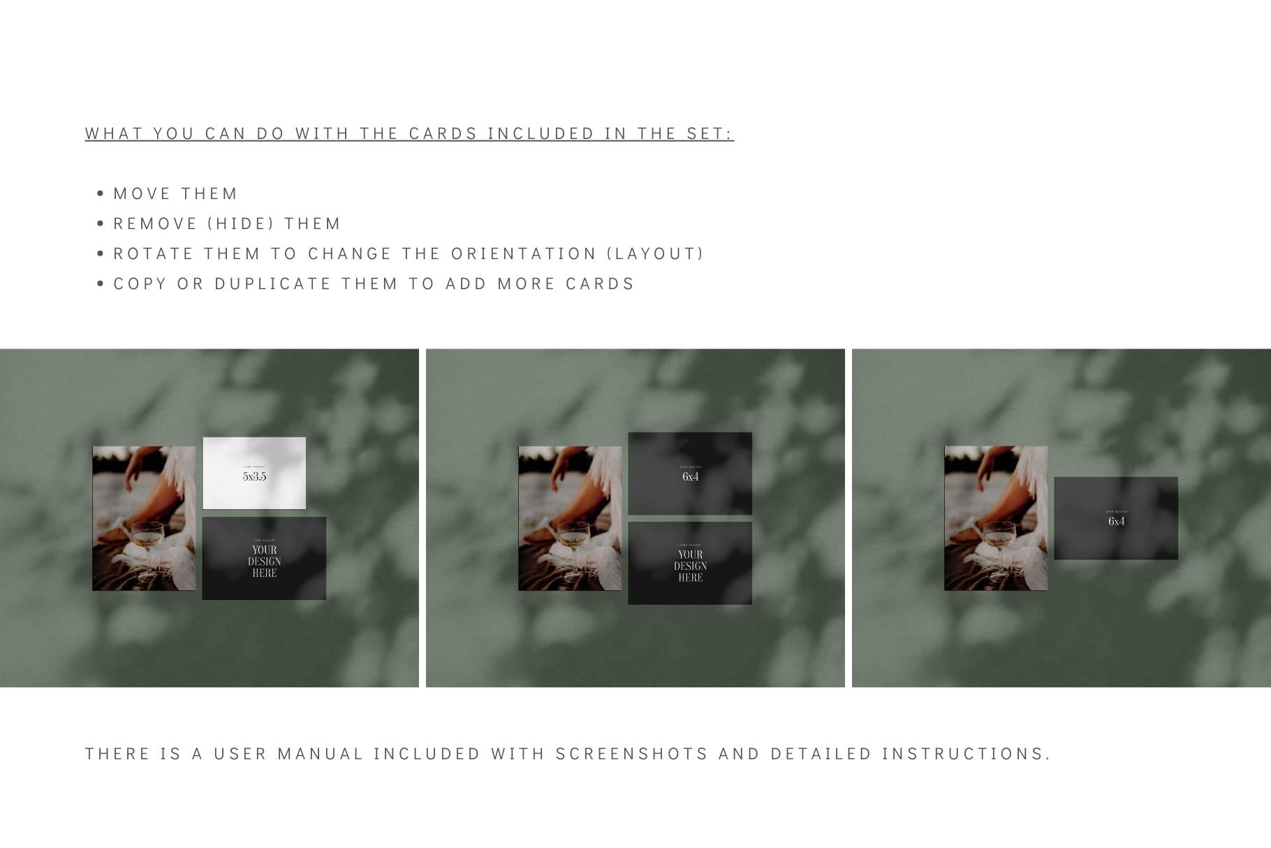 PAPER MOCKUP SET #7 | Card Mockup: 5x7, 6x4, 5x3.5 | PSD Mockup