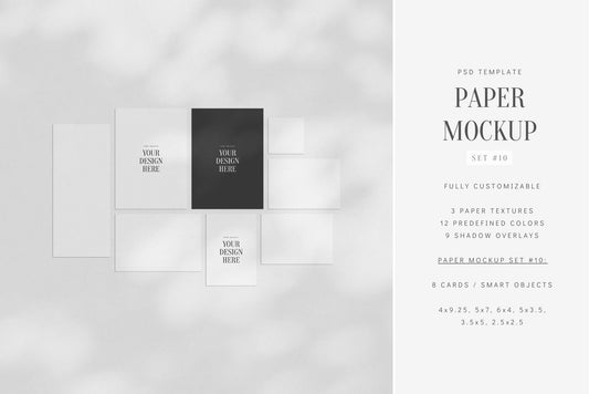 PAPER MOCKUP SET #10 | Stationery Mockup | Card Mockup | PSD Mockup