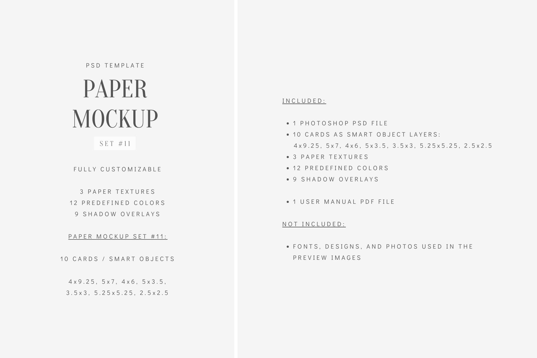 PAPER MOCKUP SET #11 | Stationery Mockup | Card Mockup | PSD Mockup