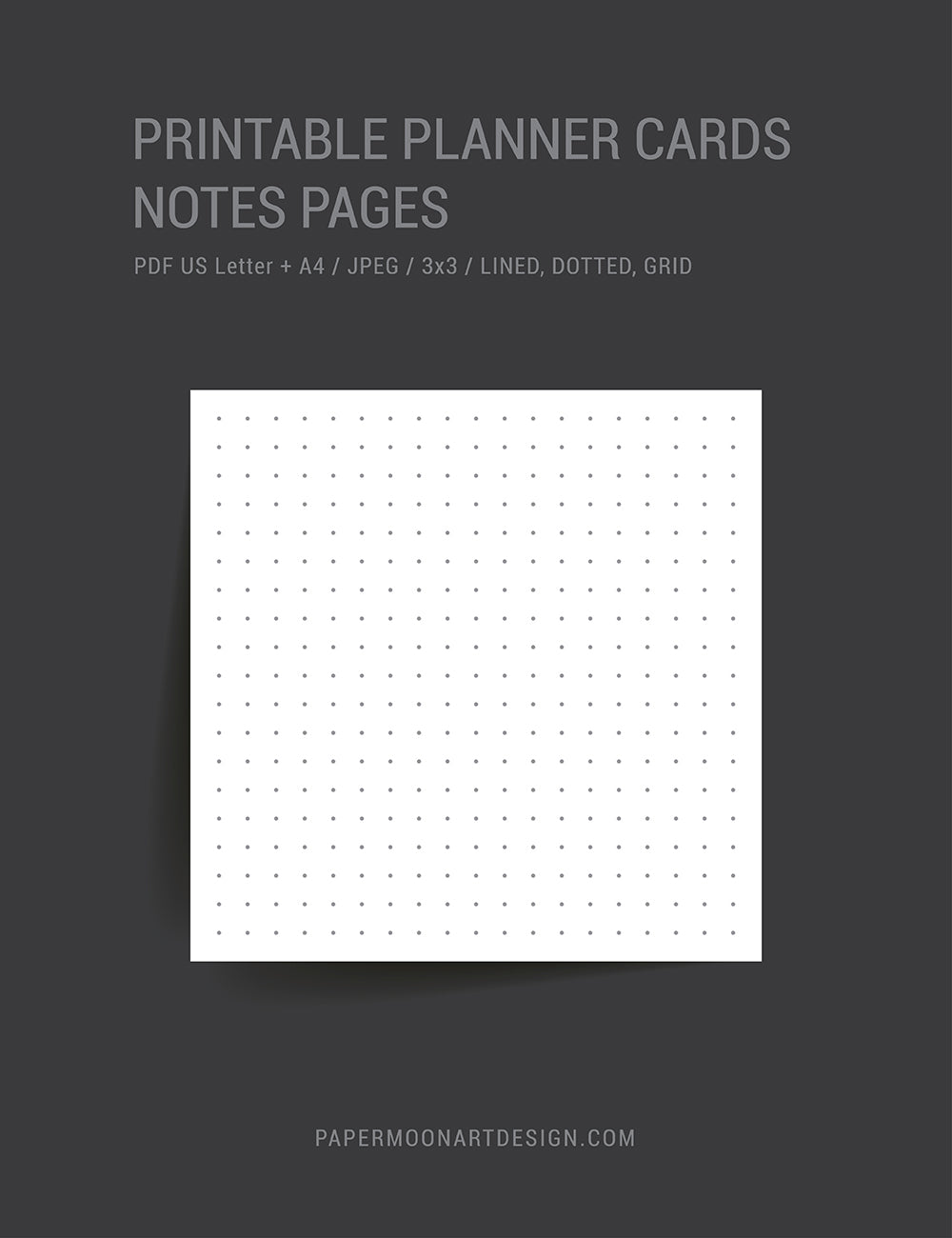 Printable Notes and Memo Cards | 3x3 | Printable Journal & Planner Cards | Notes | Lined, Dotted, Grid | Minimal Aesthetic | Clean Design | PAPER MOON Art & Design