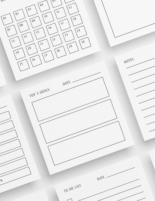 Planning Essentials | 3x3 | Printable Journal & Planner Cards | Daily Plans, Weekly Plans, Checklists, Habit Trackers, To Do Lists, Notes | Minimal Aesthetic | Clean Design | PAPER MOON Art & Design