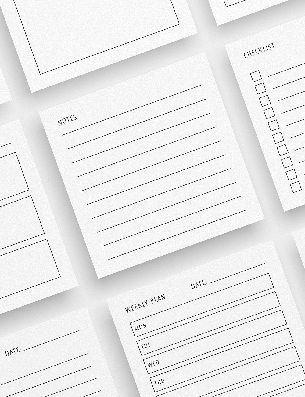 Planning Essentials | 3x3 | Printable Journal & Planner Cards | Daily Plans, Weekly Plans, Checklists, Habit Trackers, To Do Lists, Notes | Minimal Aesthetic | Clean Design | PAPER MOON Art & Design