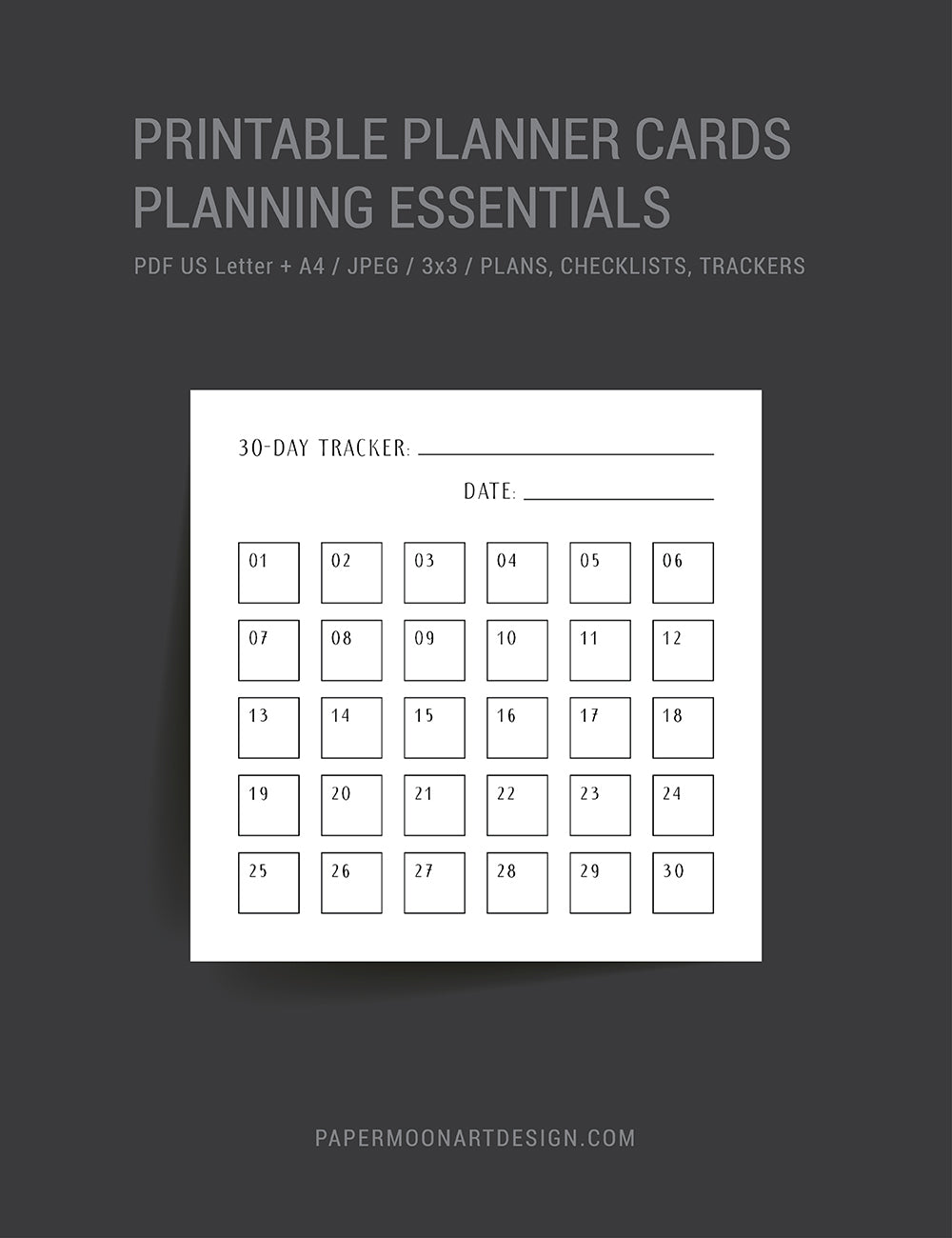 Planning Essentials | 3x3 | Printable Journal & Planner Cards | Daily Plans, Weekly Plans, Checklists, Habit Trackers, To Do Lists, Notes | Minimal Aesthetic | Clean Design | PAPER MOON Art & Design