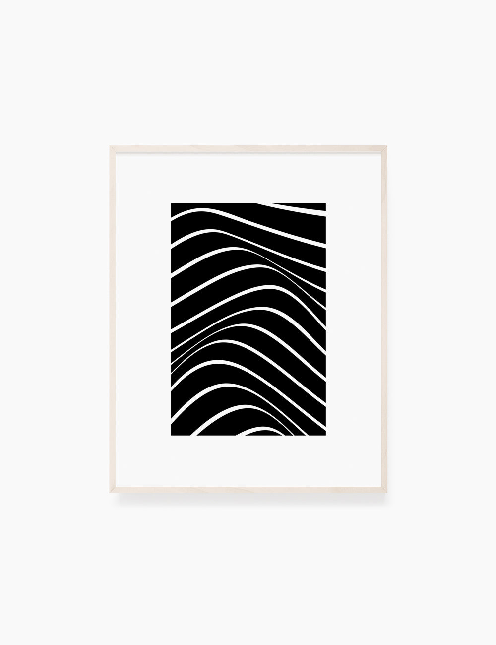 PRINTABLE WALL ART ILLUSTRATION: Minimalist Black and White Abstract Waves. Stylish. Modern. Wavy.