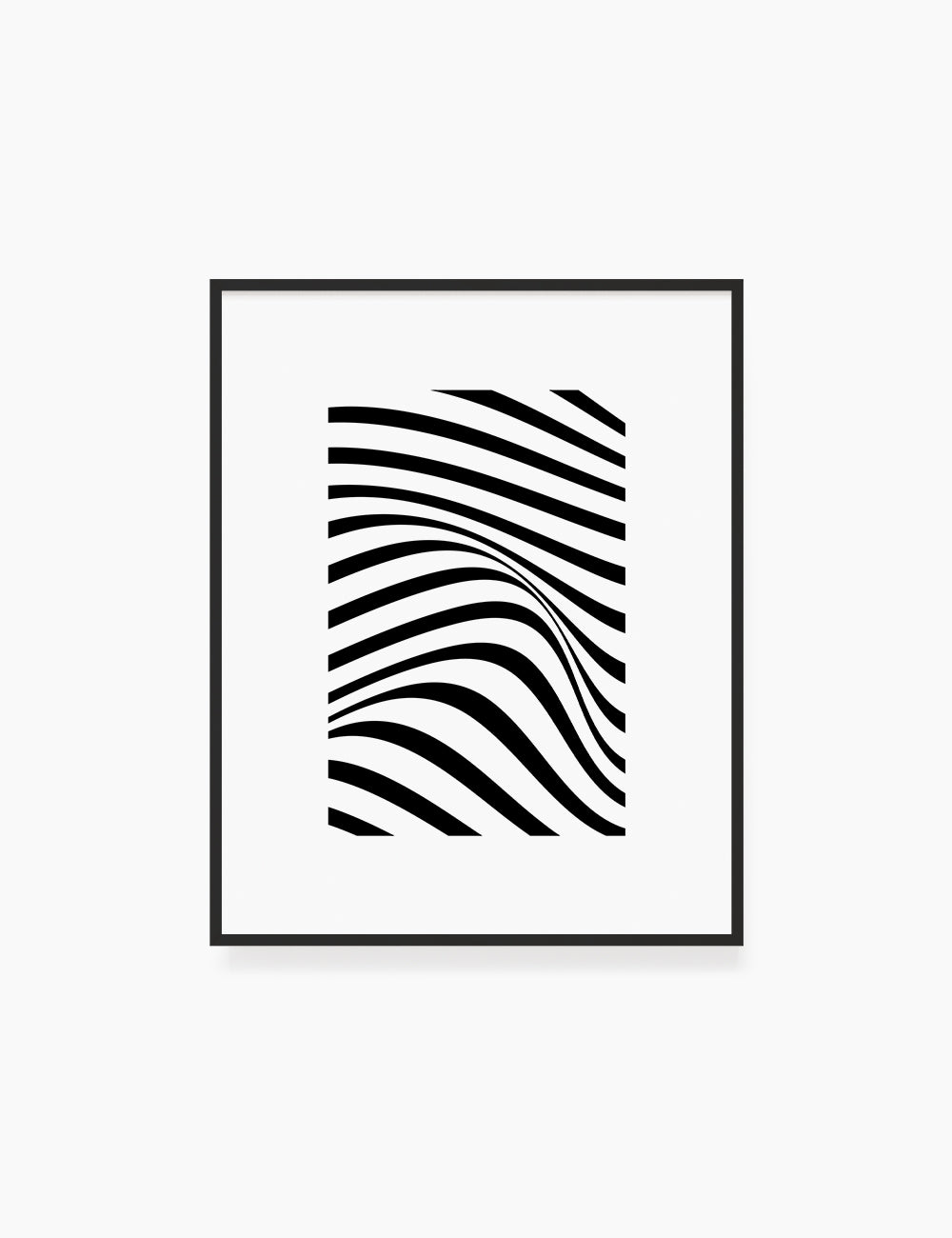 PRINTABLE WALL ART ILLUSTRATION: Minimalist Black and White Abstract Waves. Stylish. Modern. Wavy.