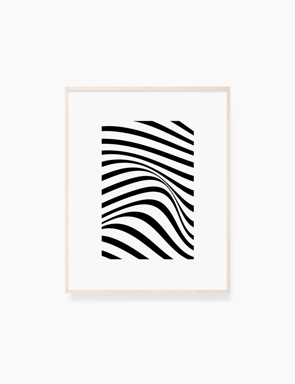 PRINTABLE WALL ART ILLUSTRATION: Minimalist Black and White Abstract Waves. Stylish. Modern. Wavy.