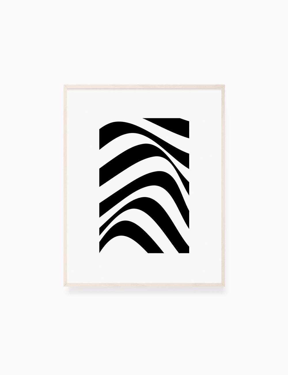 PRINTABLE WALL ART ILLUSTRATION: Minimalist Black and White Abstract Waves. Stylish. Modern. Wavy.
