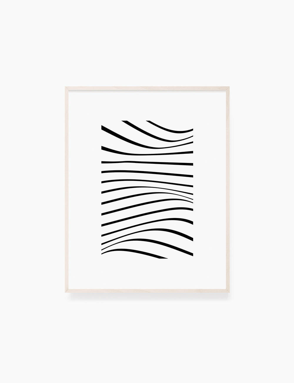 PRINTABLE WALL ART ILLUSTRATION: Minimalist Black and White Abstract Waves. Stylish. Modern. Wavy.