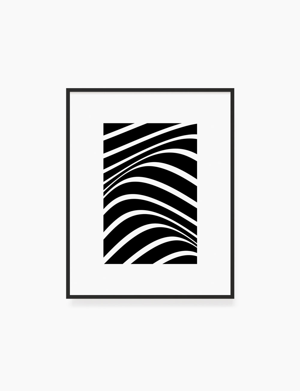 PRINTABLE WALL ART ILLUSTRATION: Minimalist Black and White Abstract Waves. Stylish. Modern. Wavy.