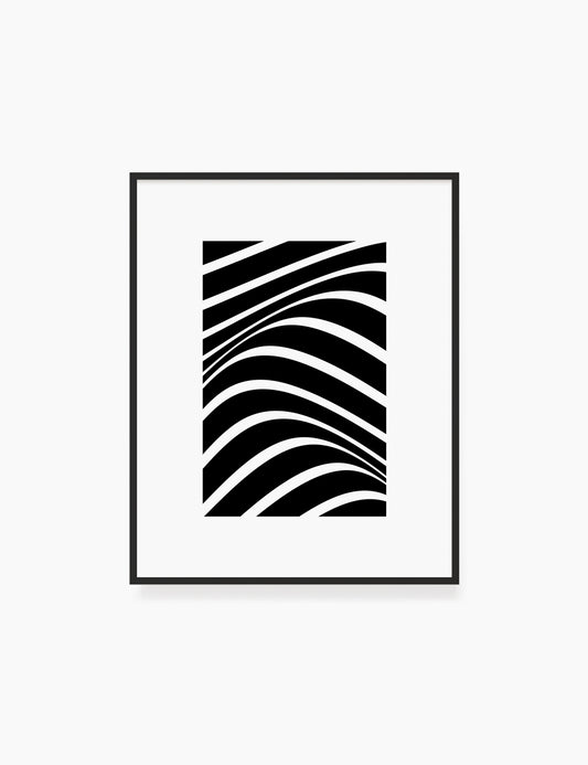 PRINTABLE WALL ART ILLUSTRATION: Minimalist Black and White Abstract Waves. Stylish. Modern. Wavy.