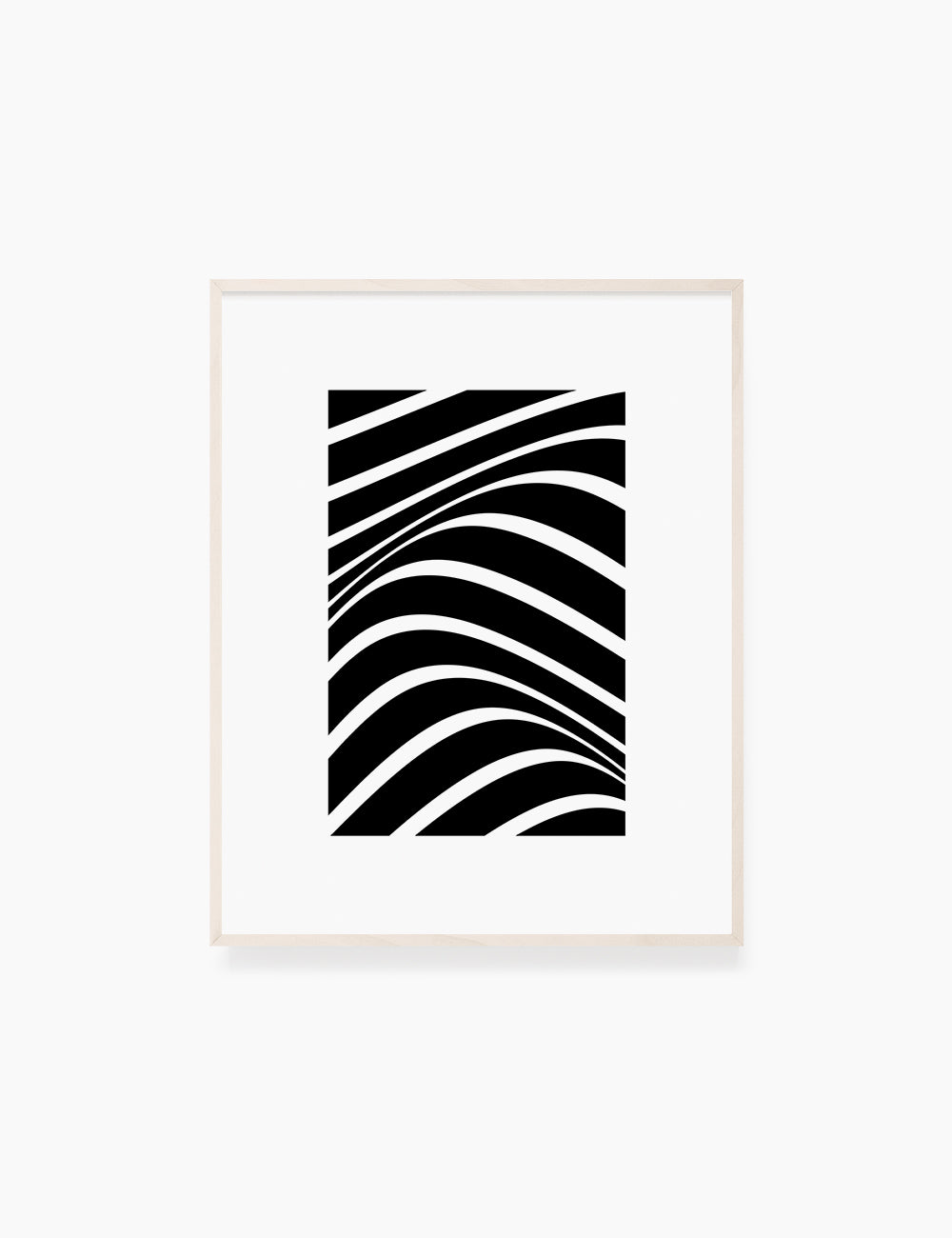 PRINTABLE WALL ART ILLUSTRATION: Minimalist Black and White Abstract Waves. Stylish. Modern. Wavy.