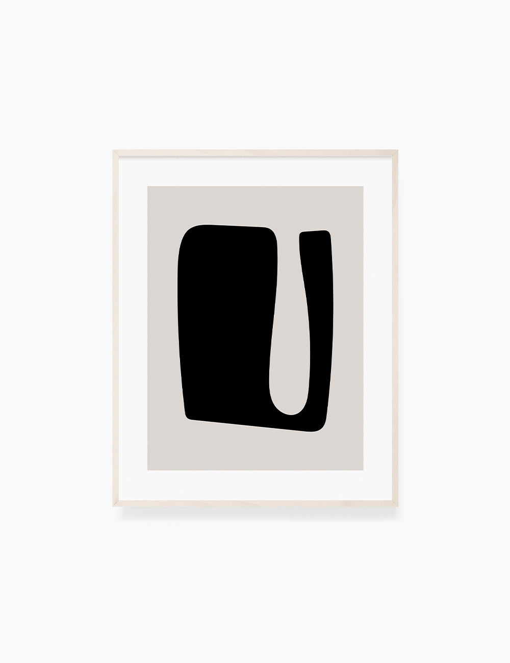Black and Beige Minimalist Art. Abstract Shape.