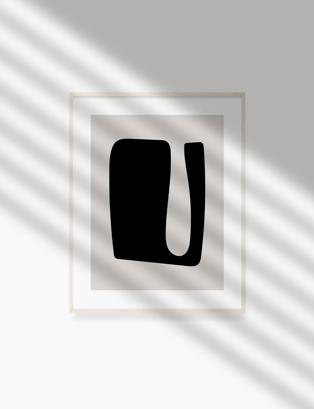 Black and Beige Minimalist Art. Abstract Shape.