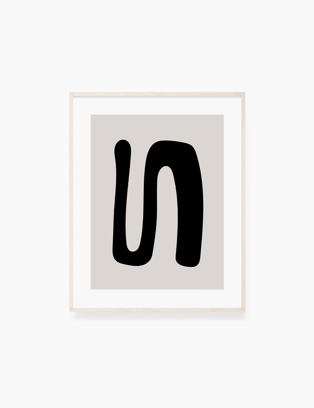 Black and Beige Minimalist Art. Abstract Curvy Shape.