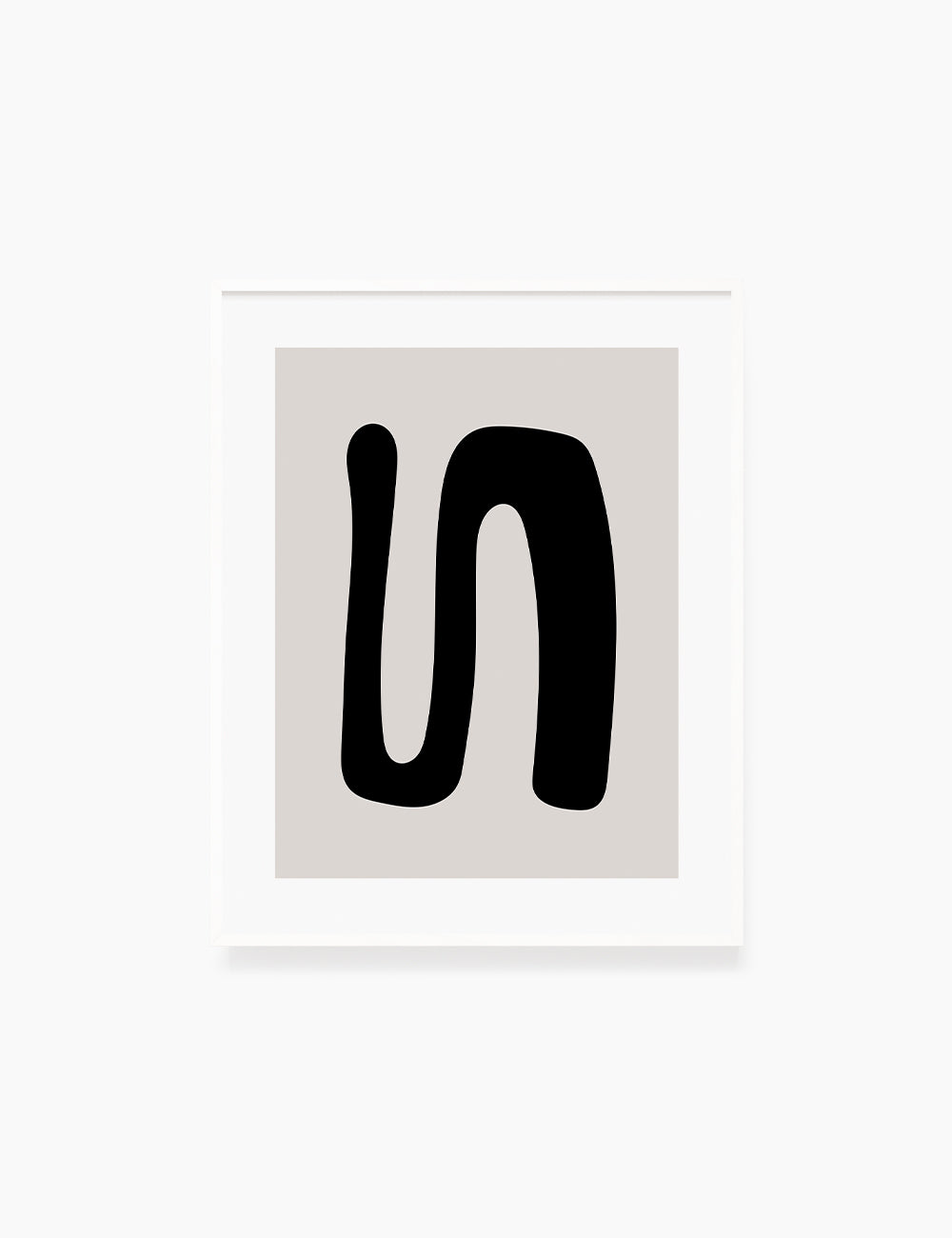 Black and Beige Minimalist Art. Abstract Curvy Shape.