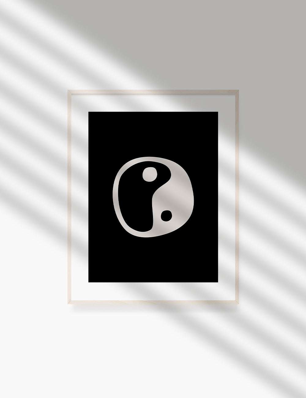 YIN YANG Symbol. Black and Beige Minimalist Abstract Art.