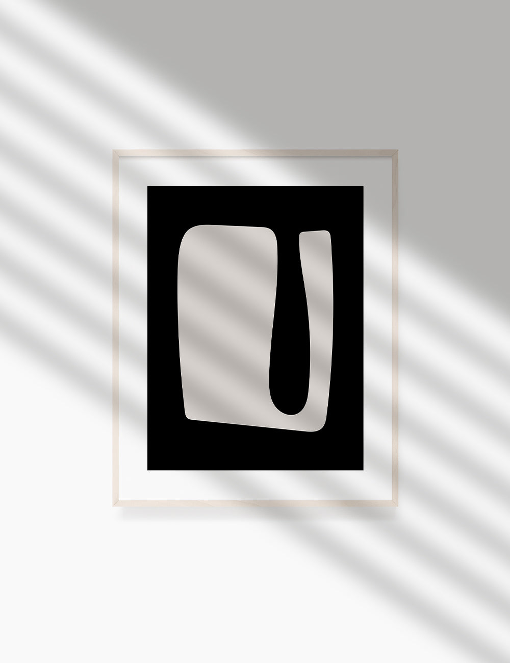 Black and Beige Minimalist Art. Abstract Shape.