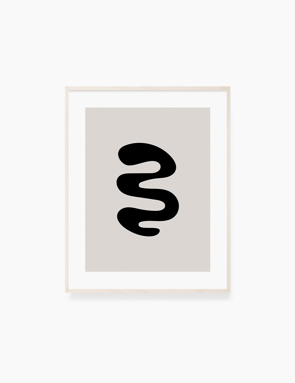 Black and Beige Minimalist Art. Abstract Curvy Shape.