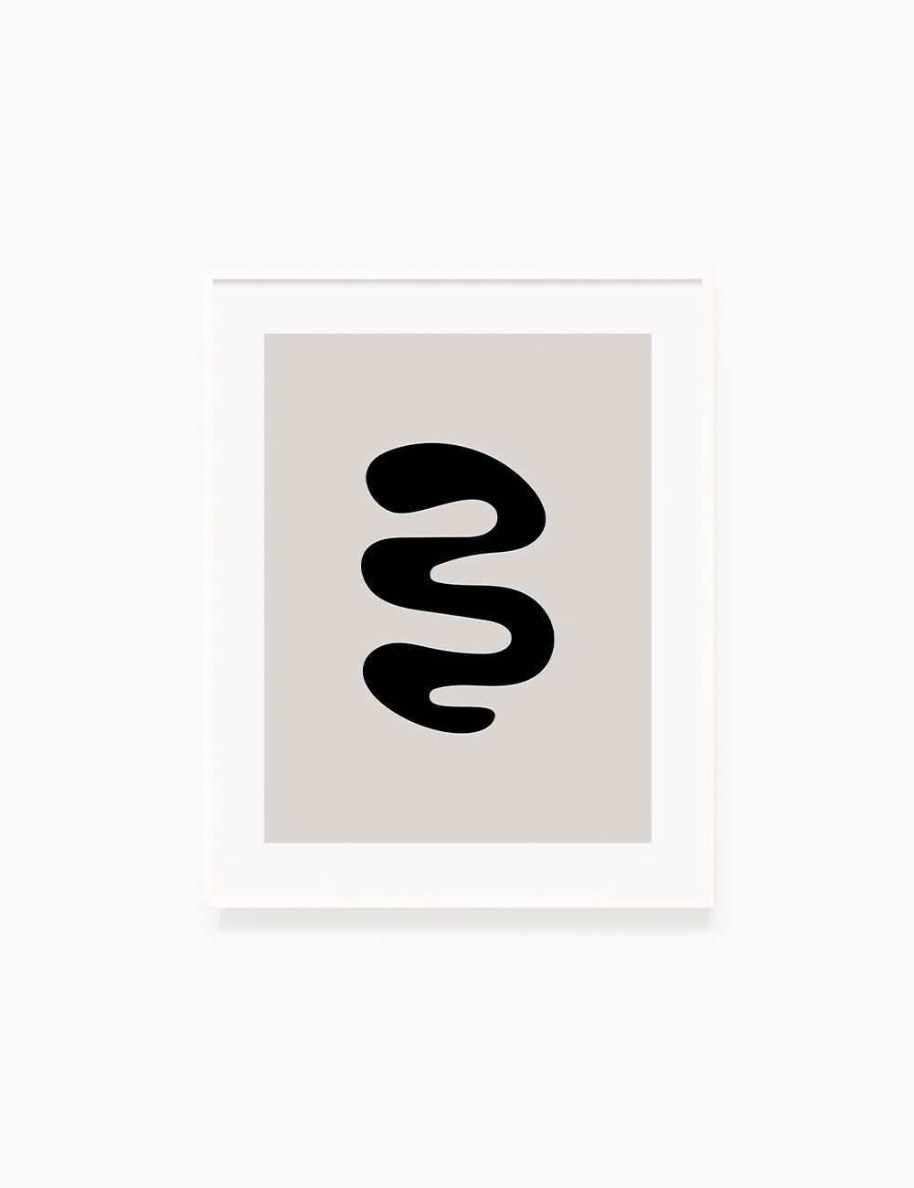 Black and Beige Minimalist Art. Abstract Curvy Shape.