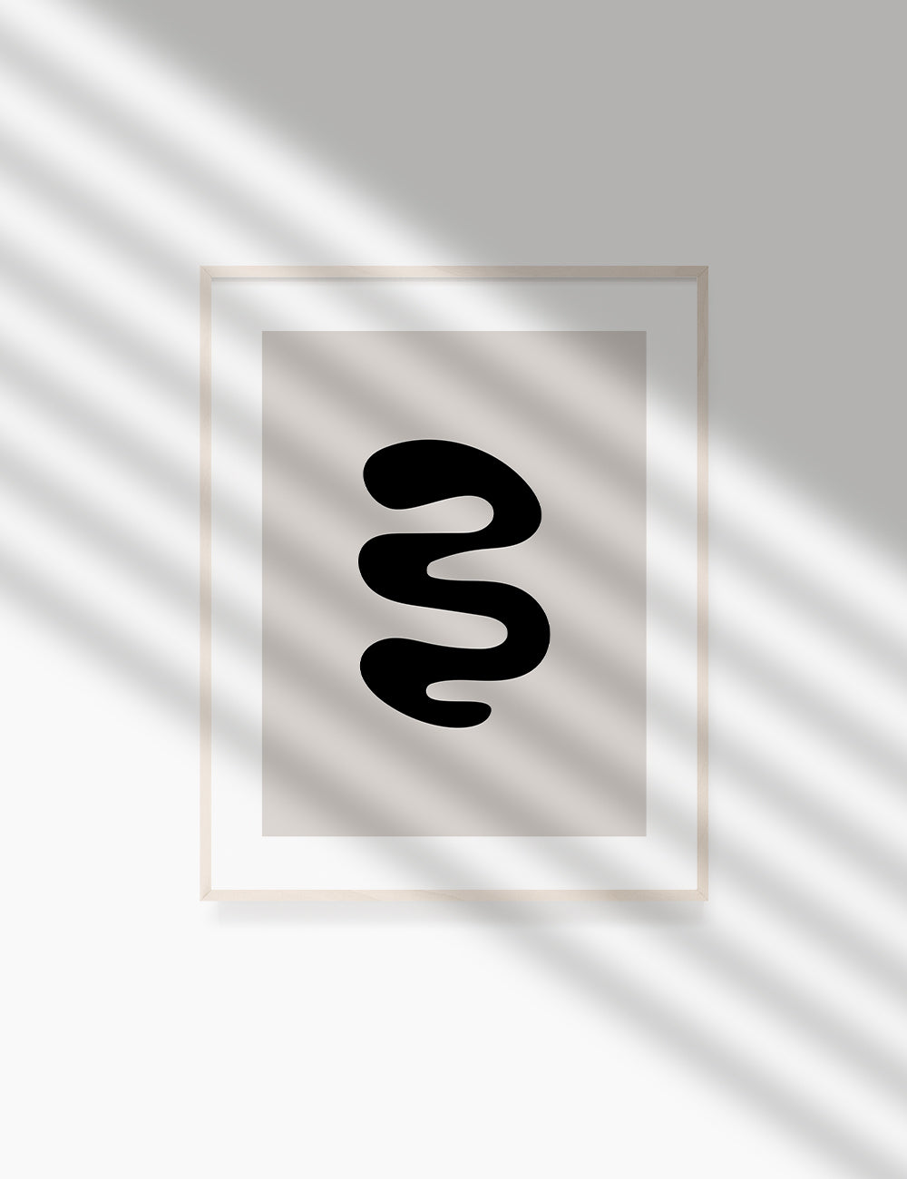 Black and Beige Minimalist Art. Abstract Curvy Shape.