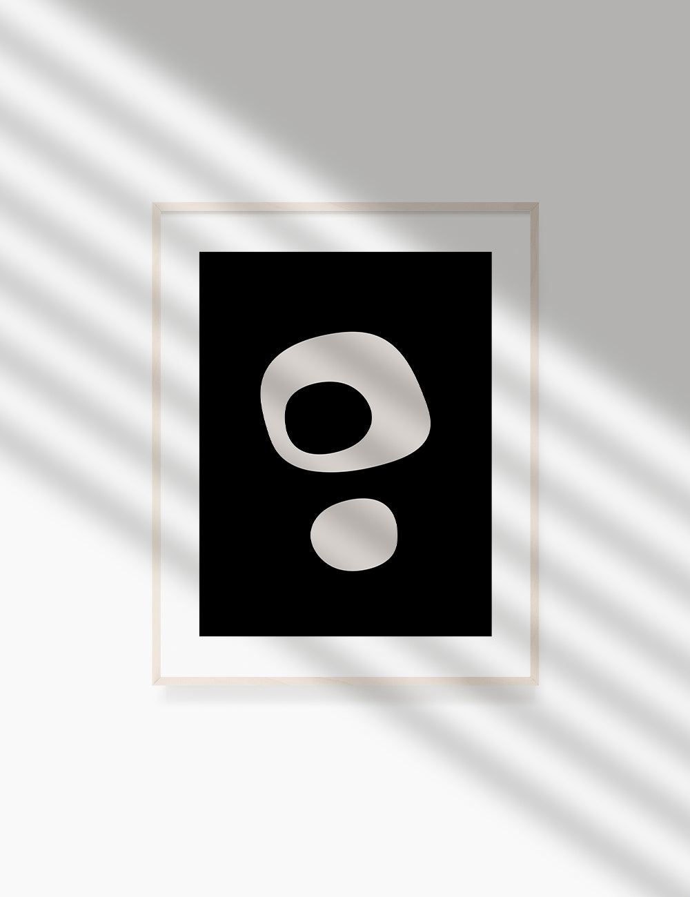 Black and Beige Minimalist Art. Abstract Round Shapes.