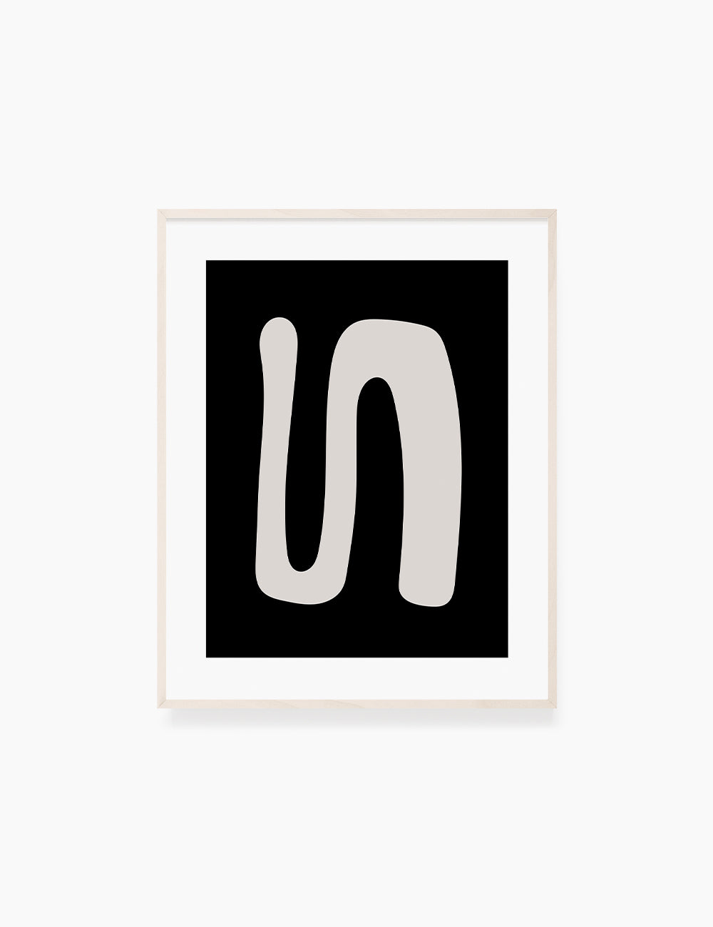 Black and Beige Minimalist Art. Abstract Curvy Shape.