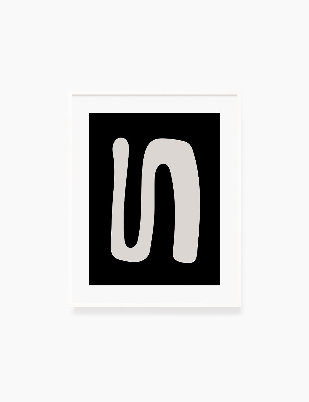 Black and Beige Minimalist Art. Abstract Curvy Shape.