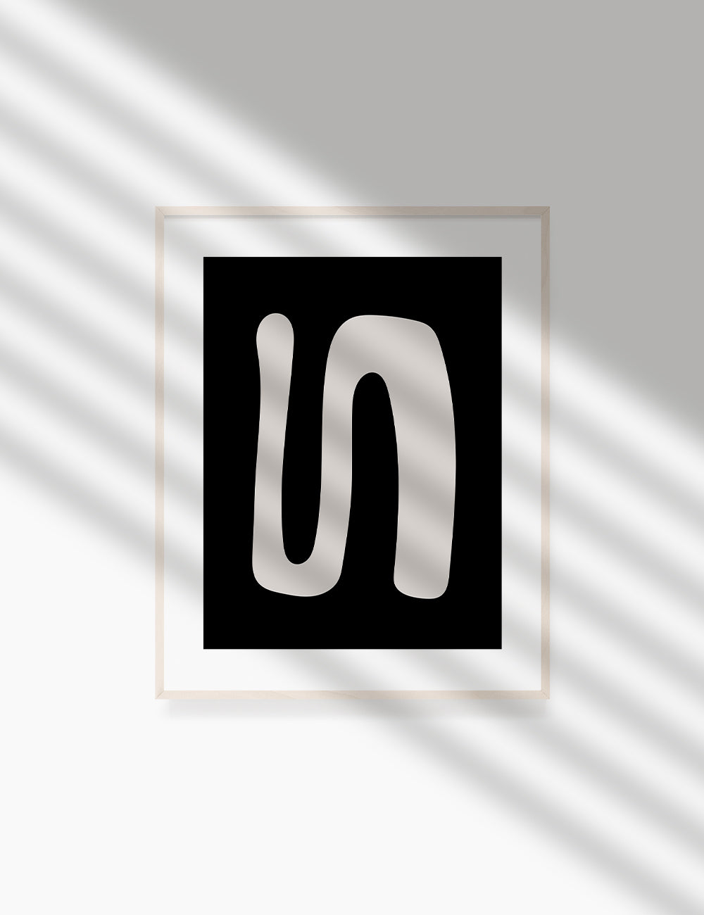 Black and Beige Minimalist Art. Abstract Curvy Shape.