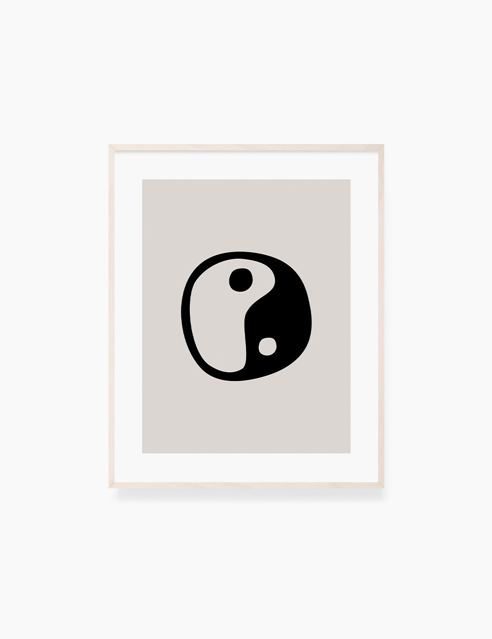 YIN YANG Symbol. Black and Beige Minimalist Abstract Art.