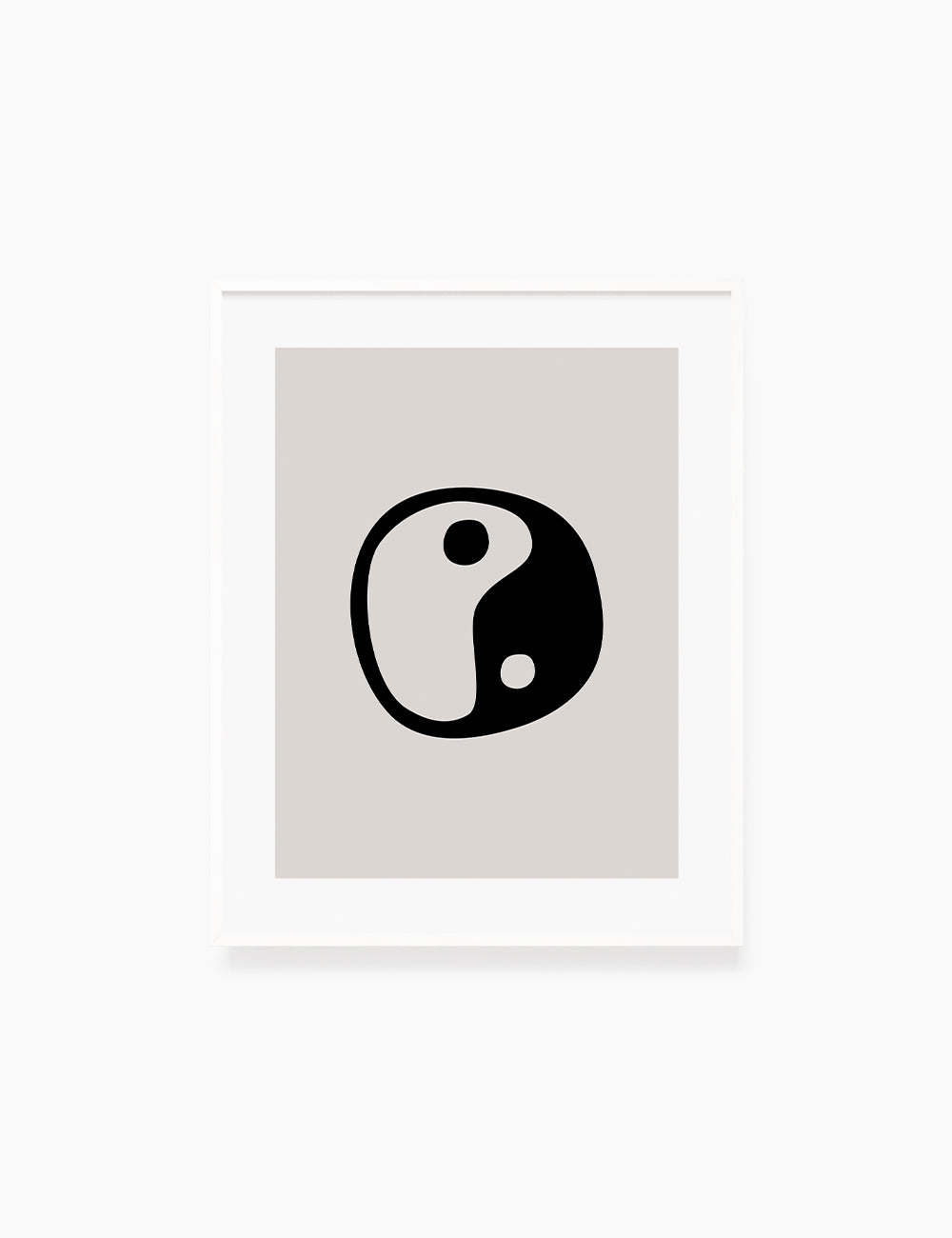 YIN YANG Symbol. Black and Beige Minimalist Abstract Art.