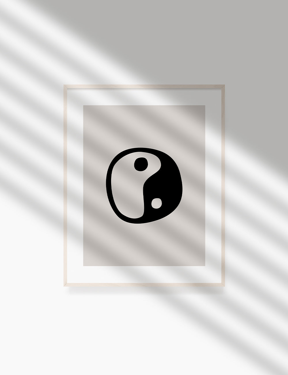 YIN YANG Symbol. Black and Beige Minimalist Abstract Art.
