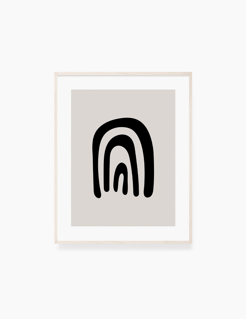 RAINBOW. Black and Beige Minimalist Art. Abstract Shapes.