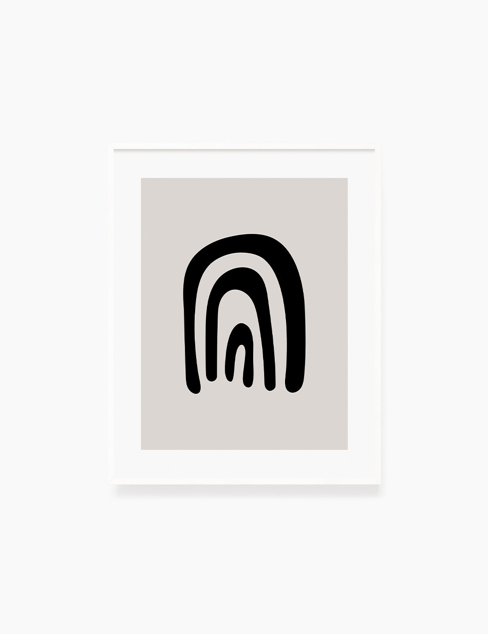 RAINBOW. Black and Beige Minimalist Art. Abstract Shapes.