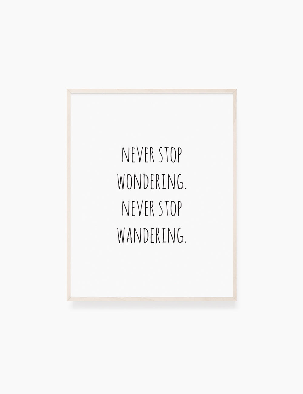 Printable Wall Art Quote: NEVER STOP WANDERING. Printable Poster. Inspirational Quote. Motivational Quote. WA015 - Paper Moon Art & Design