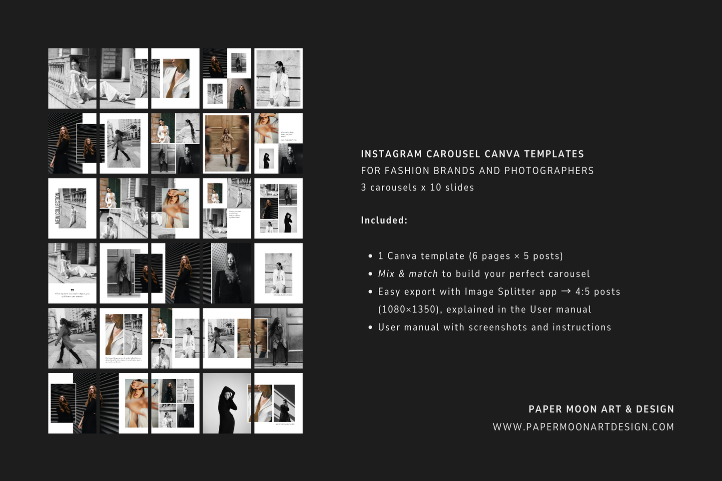 Instagram Photo Carousel Canva Templates Bundle | Fashion & Editorial Photography