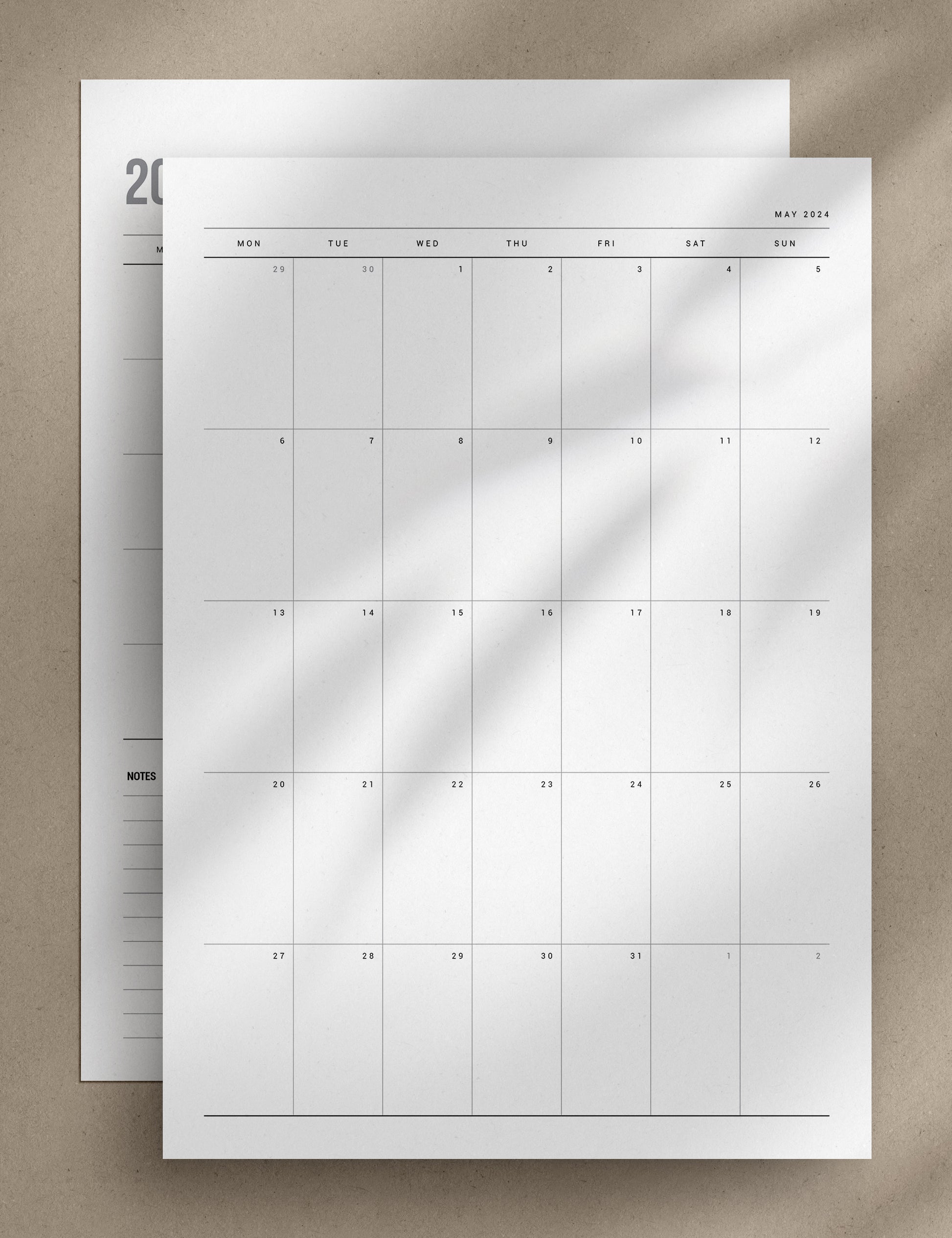 2024 Printable Monthly Planner | Portrait | Vertical | A4 | US Letter | Sunday + Monday Start | Printable Planner Pages | 2024 Calendar | Minimal Aesthetic | Clean Design | PDF + JPEG | Planner Printables | Bonus Pages: Undated Monthly, Weekly, and Daily Planners, To-Do List, and Notes