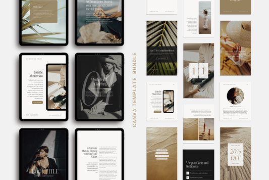 AURELLE Canva Template Bundle, Lead Magnet, Ebook & Social Media Canva Templates for Wellness Coaching