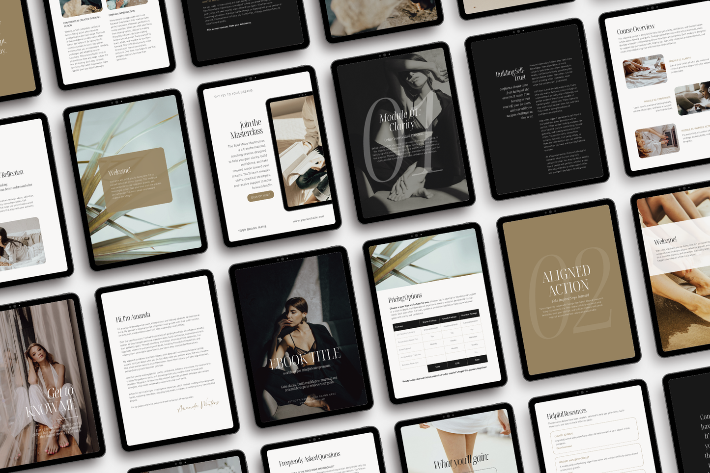 AURELLE ebook and workbook Canva template for wellness coaches, editable lead magnet template with modern feminine layouts and refined editorial typography