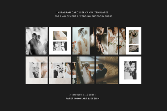 Instagram carousel Canva templates for wedding photographers