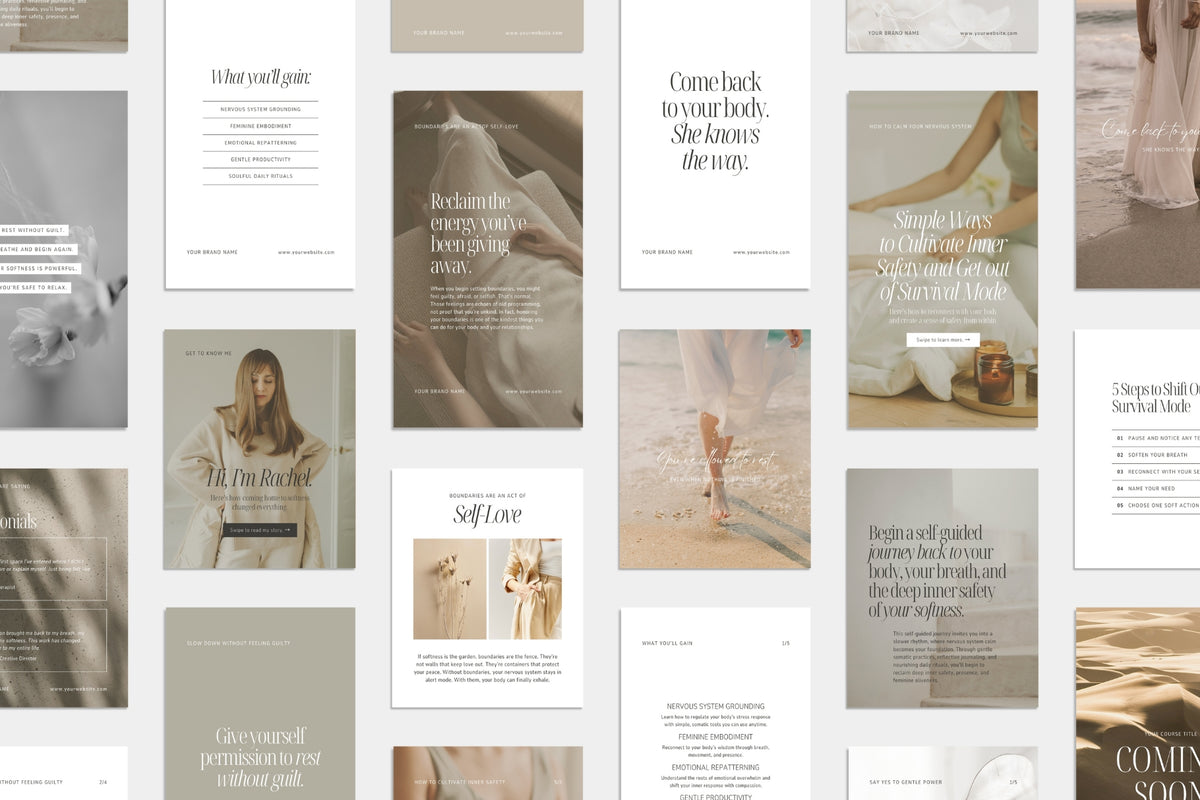 Modern Social Media Canva Templates. Neutral Aesthetic Instagram Posts ...
