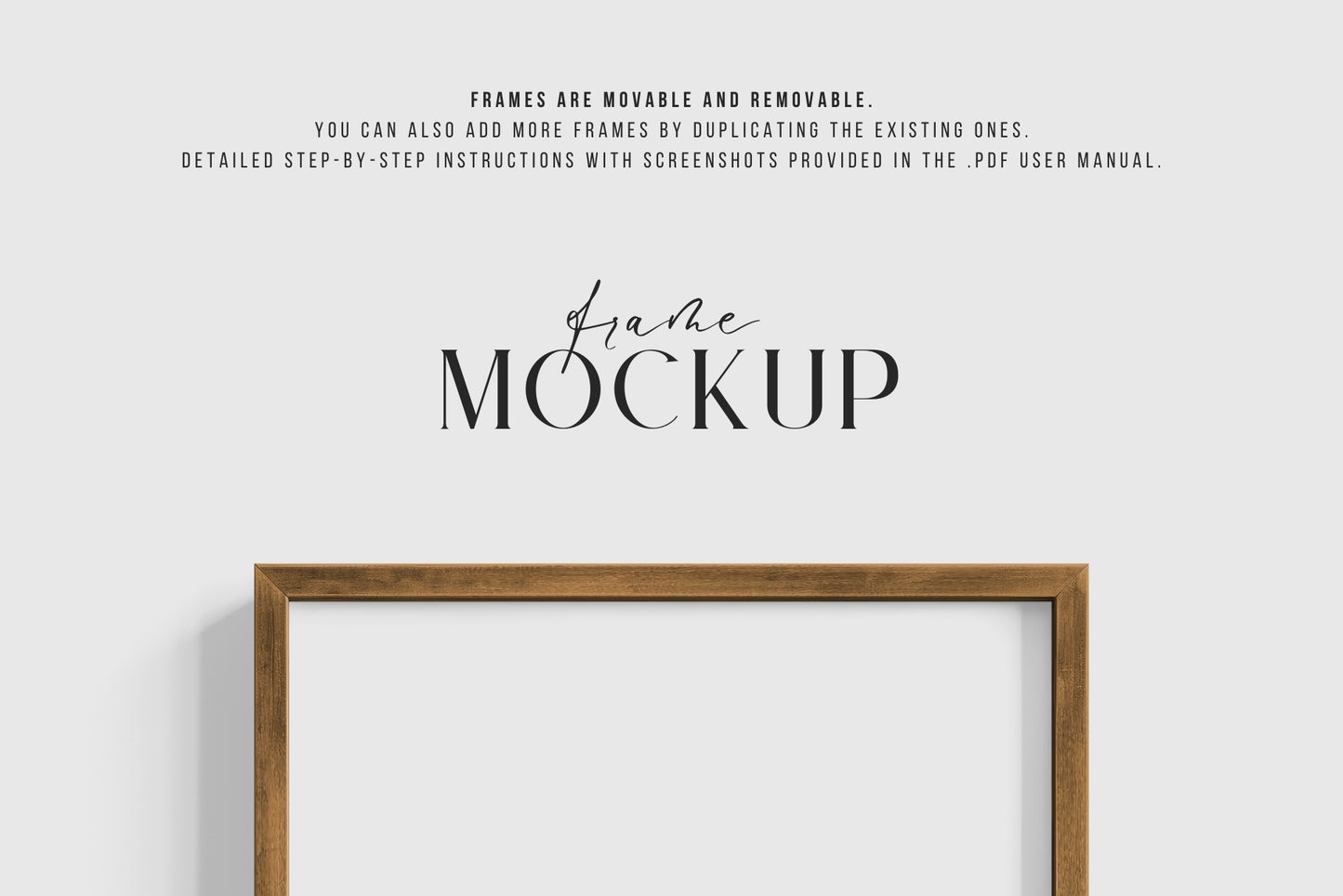 Thin Wooden Frame Mockup 3:4 Portrait Vertical Frame Mockup PNG + PSD Template