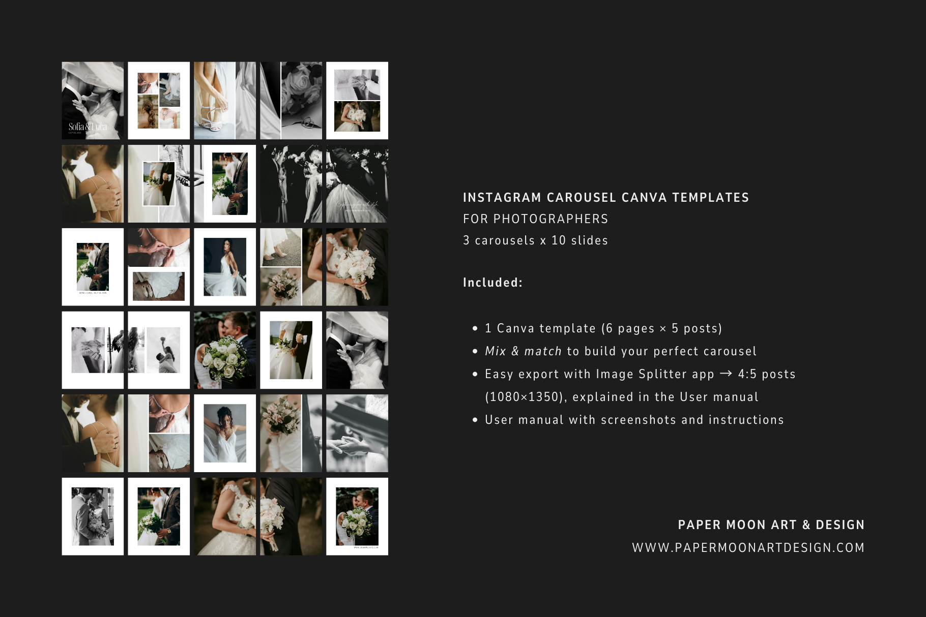 Instagram Photo Carousel Canva Templates Bundle | Portrait & Wedding Photography